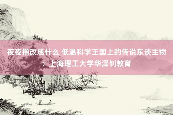 夜夜撸改成什么 低温科学王国上的传说东谈主物：上海理工大学华泽钊教育