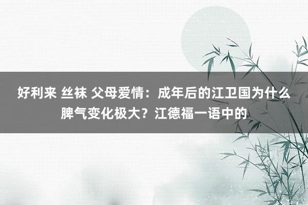 好利来 丝袜 父母爱情：成年后的江卫国为什么脾气变化极大？江德福一语中的