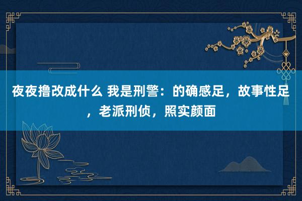 夜夜撸改成什么 我是刑警：的确感足，故事性足，老派刑侦，照实颜面