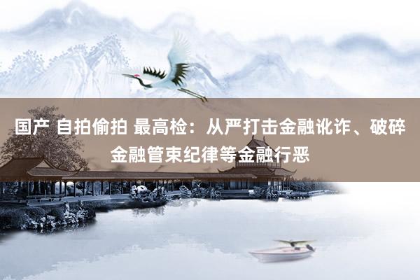 国产 自拍偷拍 最高检：从严打击金融讹诈、破碎金融管束纪律等金融行恶