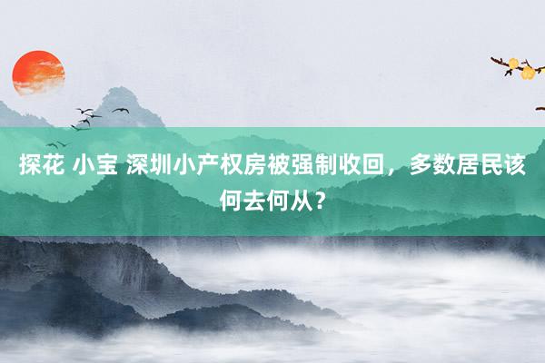 探花 小宝 深圳小产权房被强制收回，多数居民该何去何从？