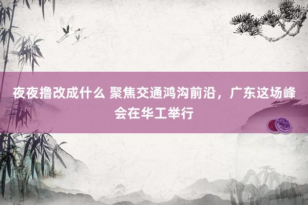 夜夜撸改成什么 聚焦交通鸿沟前沿，广东这场峰会在华工举行
