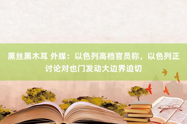 黑丝黑木耳 外媒：以色列高档官员称，以色列正讨论对也门发动大边界迫切
