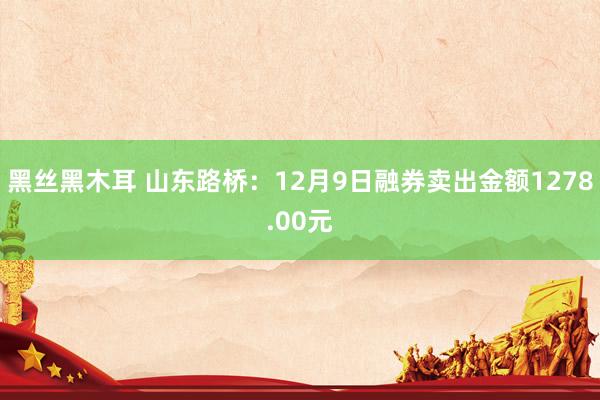 黑丝黑木耳 山东路桥：12月9日融券卖出金额1278.00元