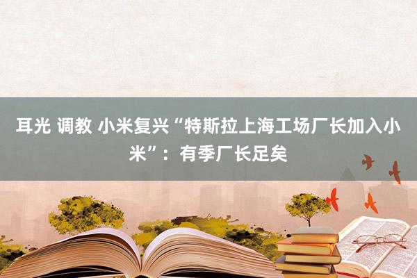 耳光 调教 小米复兴“特斯拉上海工场厂长加入小米”：有季厂长足矣