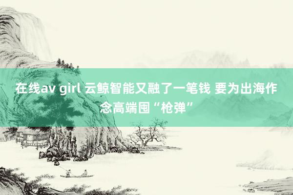 在线av girl 云鲸智能又融了一笔钱 要为出海作念高端囤“枪弹”