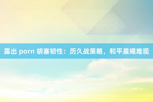 露出 porn 胡塞韧性：历久战策略，和平晨曦难现