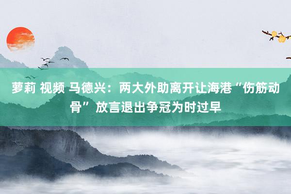萝莉 视频 马德兴：两大外助离开让海港“伤筋动骨” 放言退出争冠为时过早