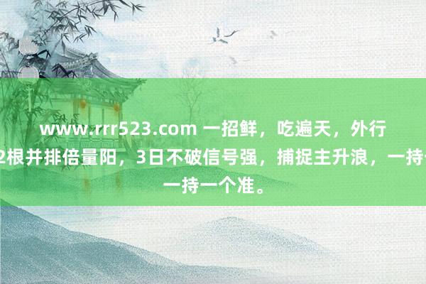 www.rrr523.com 一招鲜，吃遍天，外行记得：2根并排倍量阳，3日不破信号强，捕捉主升浪，一持一个准。