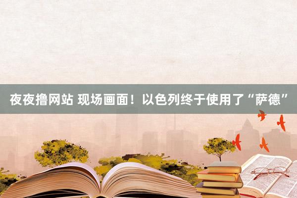 夜夜撸网站 现场画面！以色列终于使用了“萨德”