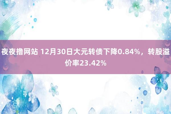 夜夜撸网站 12月30日大元转债下降0.84%，转股溢价率23.42%