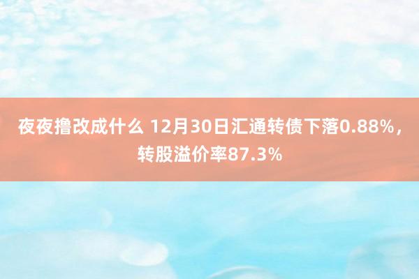 夜夜撸改成什么 12月30日汇通转债下落0.88%，转股溢价率87.3%