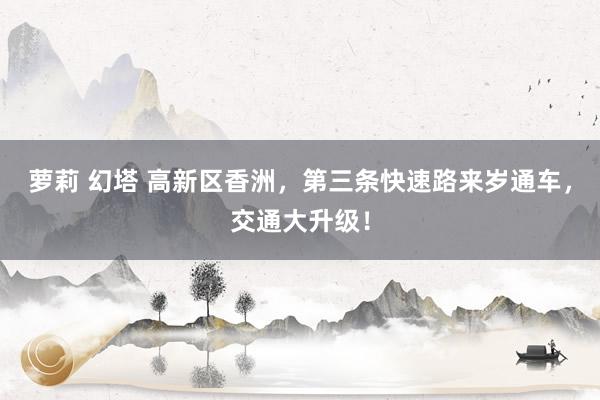 萝莉 幻塔 高新区香洲，第三条快速路来岁通车，交通大升级！