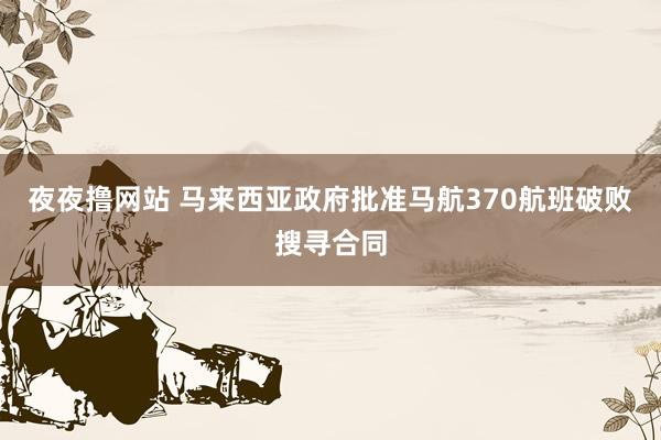 夜夜撸网站 马来西亚政府批准马航370航班破败搜寻合同