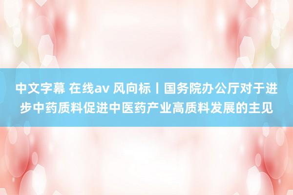 中文字幕 在线av 风向标丨国务院办公厅对于进步中药质料促进中医药产业高质料发展的主见