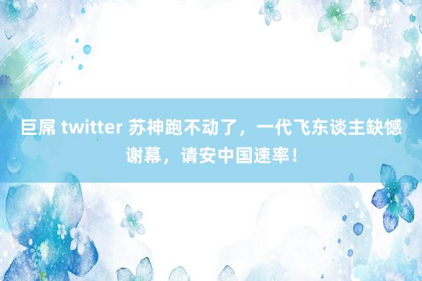 巨屌 twitter 苏神跑不动了，一代飞东谈主缺憾谢幕，请安中国速率！