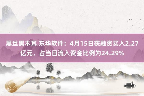 黑丝黑木耳 东华软件：4月15日获融资买入2.27亿元，占当日流入资金比例为24.29%